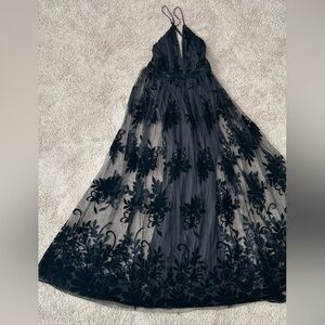 Elegant Black Floral Gown